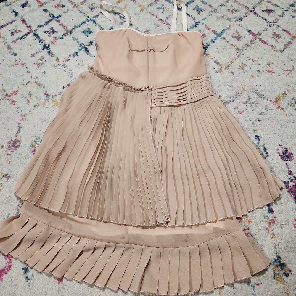 See By Chloe Tiered Pleated Dress in Nude